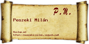 Peszeki Milán névjegykártya
