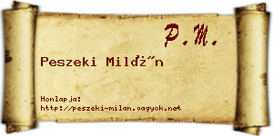 Peszeki Milán névjegykártya